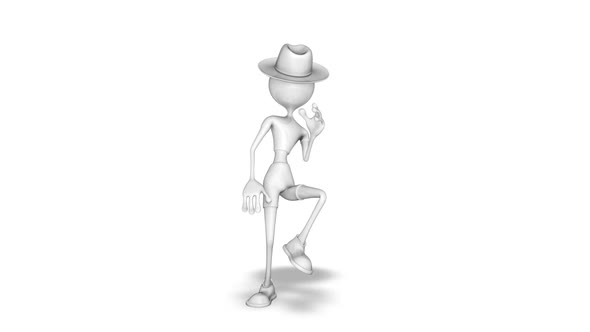 Cartoon 3D Man Dance  Looped on White