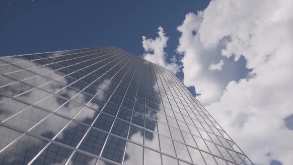 Glass Skyscraper Building Clouds Blue Sky