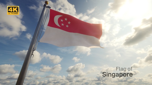 Singapore Flag on a Flagpole - 4K