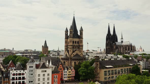 Cityscape of Cologne Cathedral Church of Saint Peter in Historic City Center