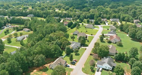 Panoramic Top Down View in a Small Town in Boiling Spring South Carolina of Countryside Area