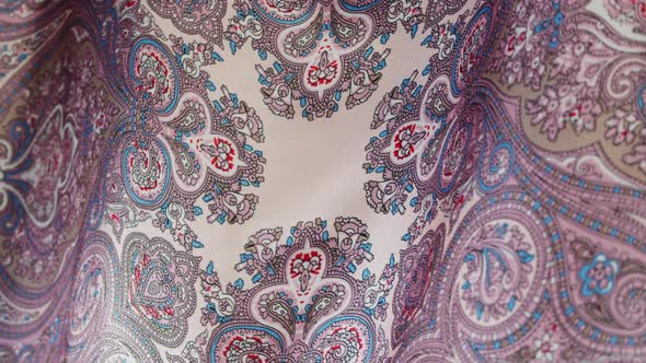 Pink Silk Fabric Closeup Arabian Design or Indian Pattern