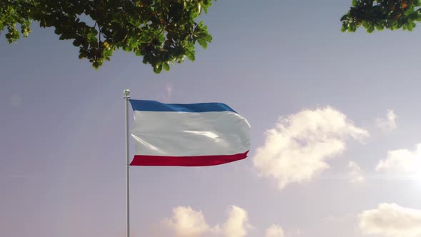 Crimea Flag With  Modern City 