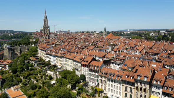 The Historic District of Bern in Switzerland From Above  the Capital City Aerial View