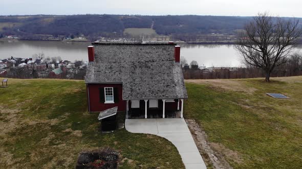 John Rankin House in Ripley Ohio, overlooking the Ohio River.  Aerial Drone footage