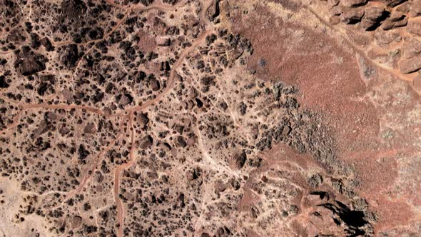 Looking down on Frenchman's Coulee, basalt columns create a natural wall, aerial