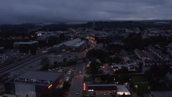 Aerial Panoramic Footage of Evening Town