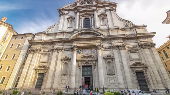 The Baroque Church of Saint Ignatius of Loyola at Campus Martius Timelapse Hyperlapse in Rome, Italy