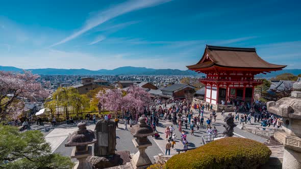 Kyoto City in Japan historical buildings tourist attraction timelapse Kiyomizu-dera Temple Imperial