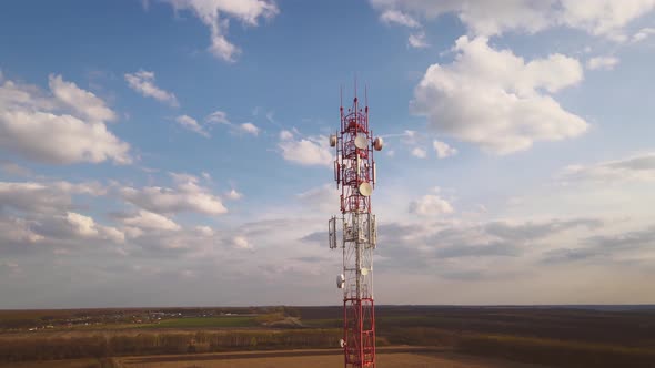 Telecom Tower with 4G Network Telecommunication Base Station