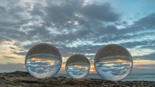 Time Lapse Cloud Moving In Beautiful Sky Inside A Crystal Balls.
