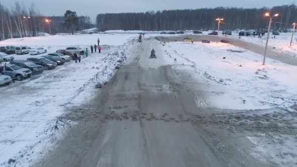 Russia,Snowmobile Races in the Winter Season. Championship on Snowmobiles