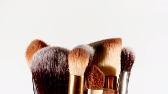 Makeup Brushes Rotation on White Background