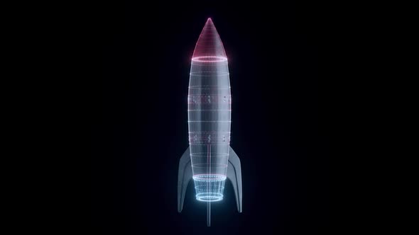 Cartoon Style 3D Rocket With 3d Scanning Lines Hd alt