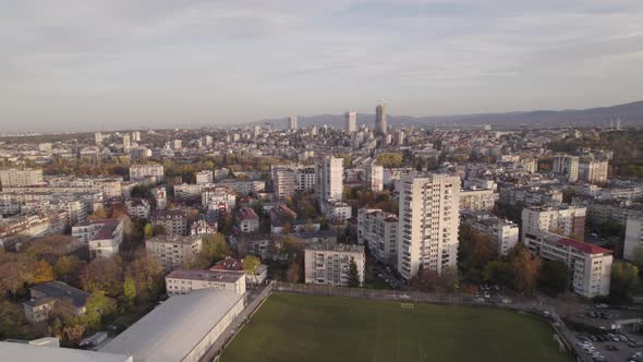 Aerial View of Green Parks and Buildings in Sofia Bulgaria