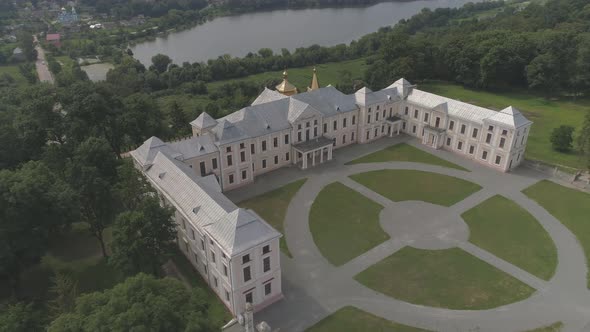 Aerial view of Vyshnivets Palace