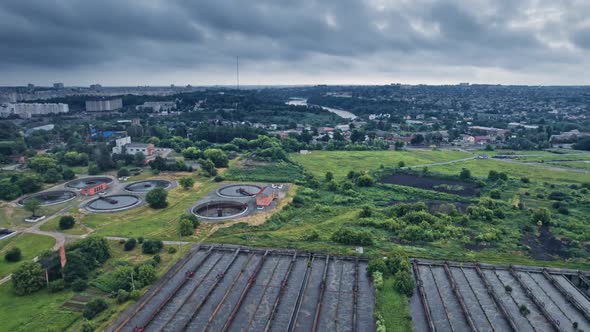 Aerial View of Wastewater Treatment Plant