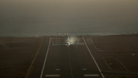 Airplane Landing at the Airport