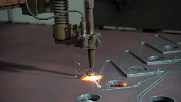 Plasma Cutting of Metal on an Automatic Laser Machine