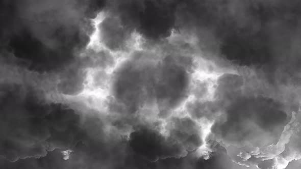 4k moving cumulonimbus clouds in gray sky turned into a thunderstorm