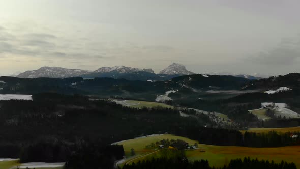 Drone Video of Mountains in Austria Winter