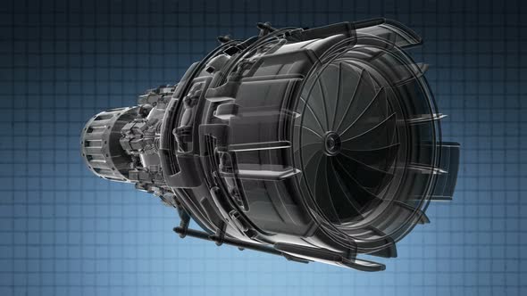 Rotate Jet Engine Turbine