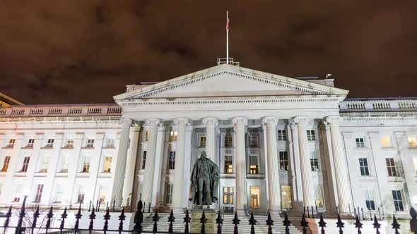 U.S. Department of the Treasury Building - Washington, D.C. - Night Time-lapse