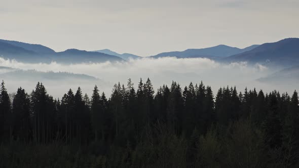 Panoramic View on the Snowy Mountain Ridge