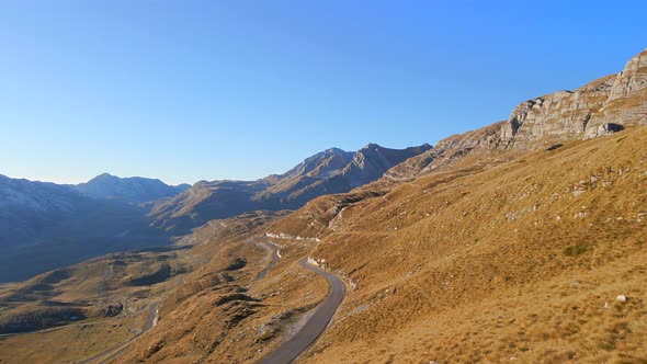 Aerial Shot of a Road in Mountains Through the Sedlo Pass Bobov Kuk