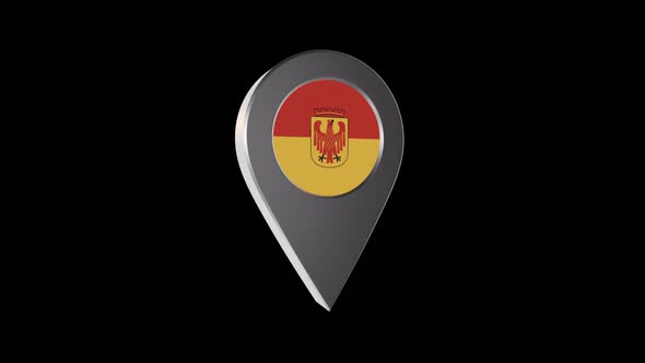 3d Animation Map Navigation Pointer With Flag Of Potsdam (Germany) With Alpha Channel - 2K