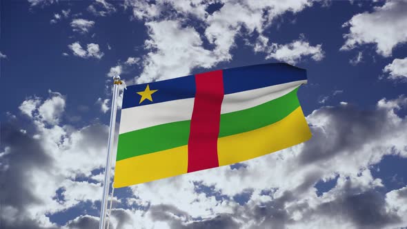 Central African Republic Flag With Sky 4k