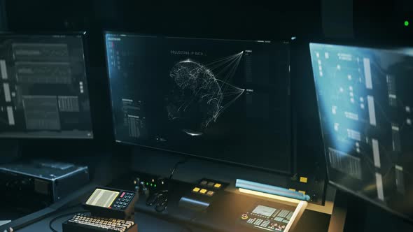 Scanner system is searching through the world wide web the criminals location alt