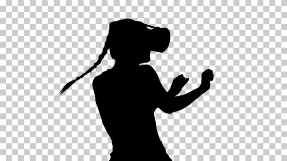 Silhouette A girl playing a dancing game in virtual reality