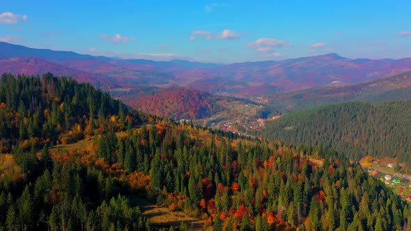 Aerial Drone Video Flying Over Carpathians Mountains, Ukraine, Europe