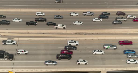 Aerial view of cars on 610 South freeway in Houston