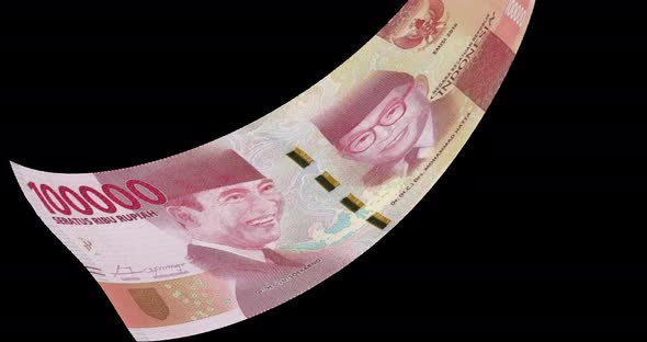 Money float. Rupiah bill. 4K