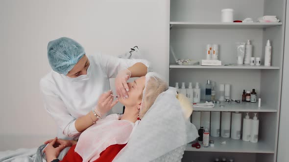 Mesotherapy of a Woman's Face in a Beauty Salon