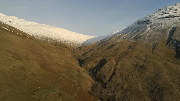 Aerial View of a Valley in Scotland with Forests