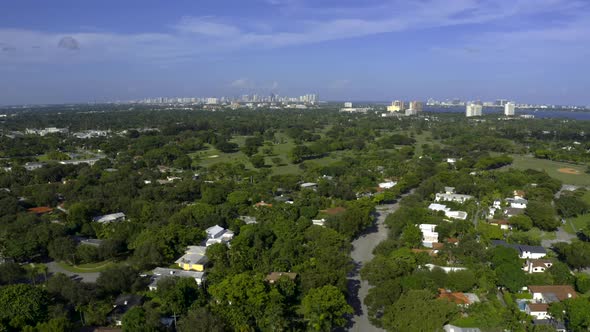 Aerial Video Miami Shores Neighborhood Upscale Homes And Golf Courses 4k