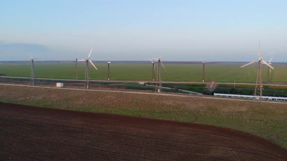 Aerial View of Wind Turbines