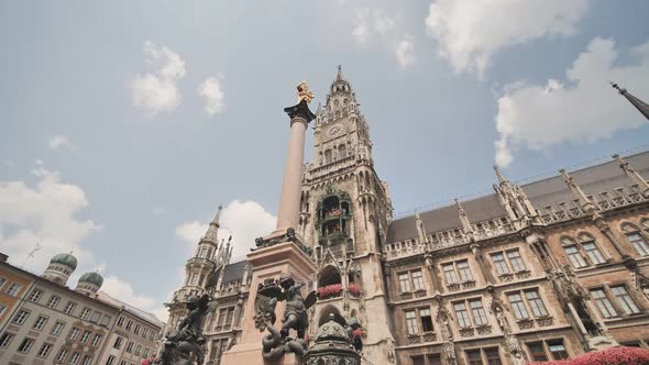 Munich Germany  August 5 2018 New Town Hall on Marienplatz Square in Munich