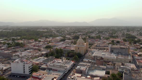 Panoramic View On The City Of Colima With The Cathedral Basilica of Our Lady of Guadalupe In Mexico