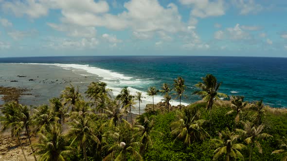 The Coast of Siargao Island at Low Tide.