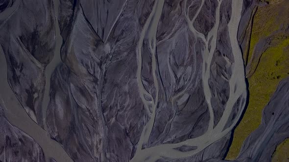 Aerial View of Glacier River in Iceland