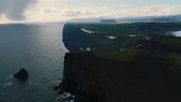 Iceland Black Sand Beach with Huge Waves at Reynisfjara Vik