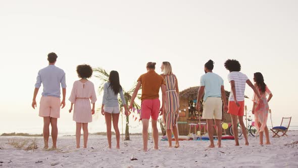 Multi-ethnic group of friends on holiday enjoying time together