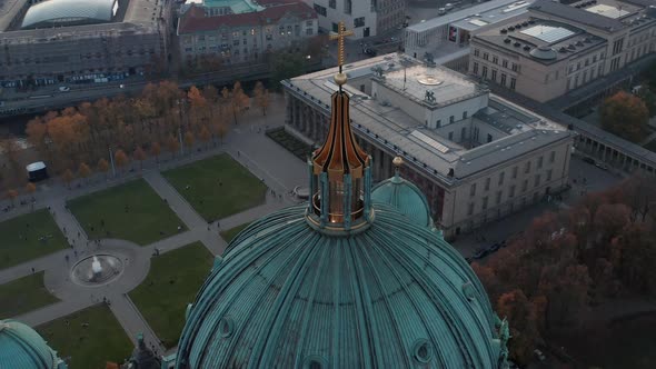 Orbit Shot Around Roof Dome of Berlin Cathedral