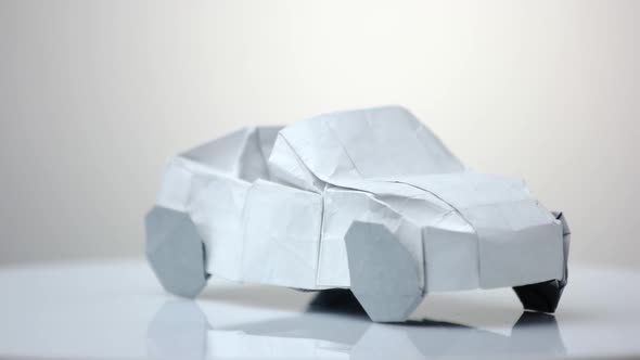 White Origami Car Model.