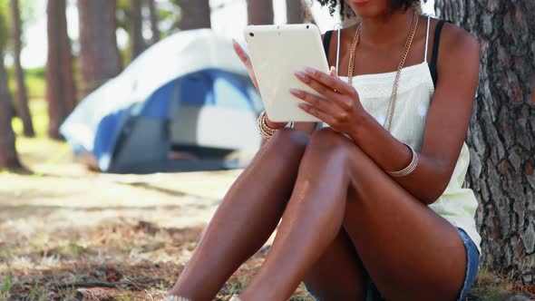 Woman using digital tablet 4k