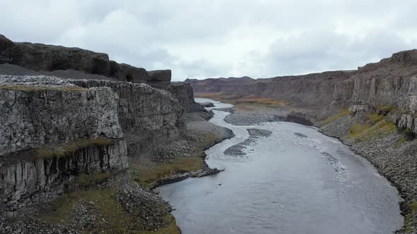 Flying Over a Valley in Vatnajokull National Park in Iceland